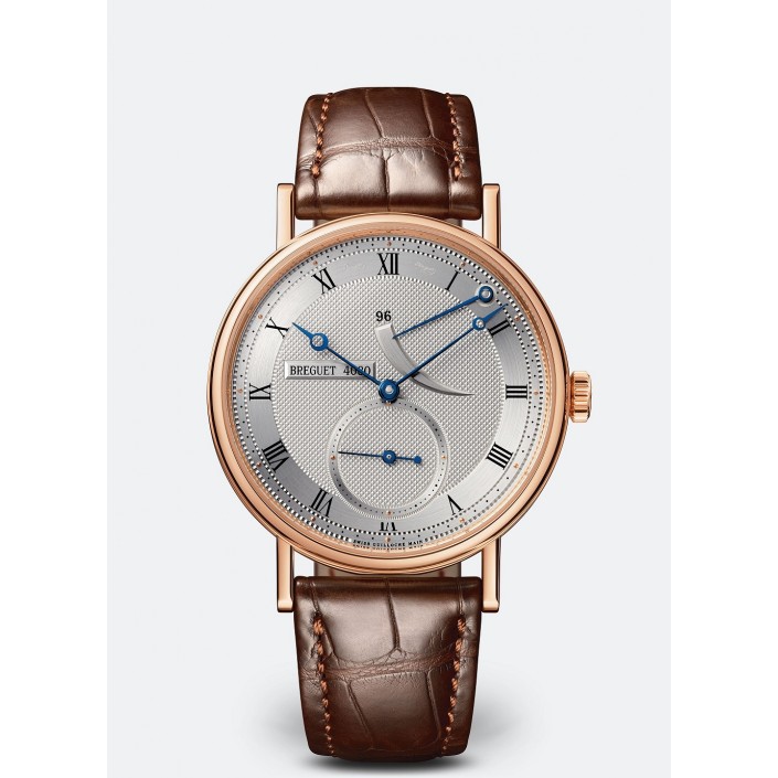 Rose gold watch leather power reserve seconds Classique Breguet